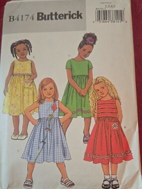 Vintage Uncut Butterick Butter Kids' Dress Pattern - Yellow, Green, Blue, Red